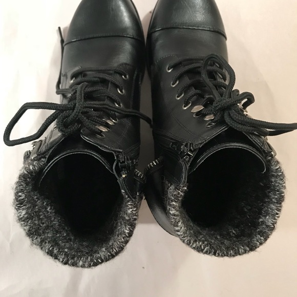 Mudd Womens sz9M Lace-up Knit Ankle Cuff Boots-Blk - Picture 5 of 8